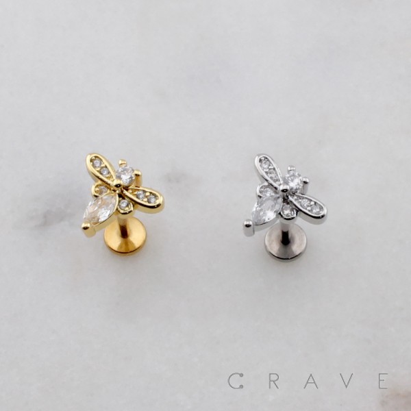 MULTI CZ QUEEN BEE MARQUISE THREADLESS (PUSH IN) 316L SURGICAL STEEL LABRET SET MULTI CZ QUEEN BEE MARQUISE THREADLESS (PUSH IN) 316L SURGICAL STEEL LABRET SET